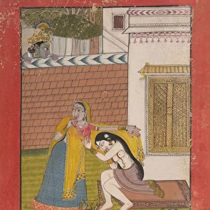 Krishna Spying on Radha, ca. 1780-90. Creator: Unknown