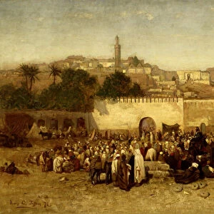 Market Day Outside the Walls of Tangiers, Morocco, 1873. Creator: Louis Comfort Tiffany