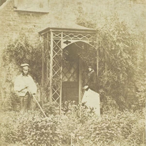 Mrs. Craik in Outdoor Garden, 1848 / 60. Creators: Unknown, Benjamin Mulock