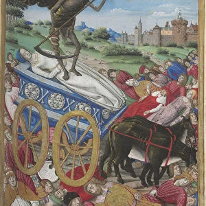 The triumph of Death: the death of Laura. Miniature from Petrarque, Les Triomphes