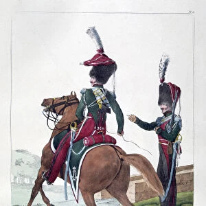 Uniforms of the mounted chasseur regiment of the French royal guard, 1823. Artist: Charles Etienne Pierre Motte