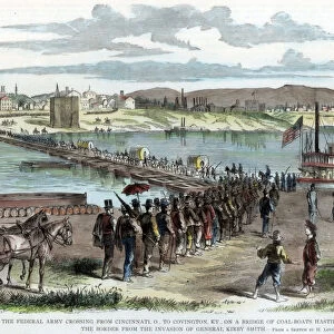 Union volunteers crossing the Ohio River, Cincinnati, Ohio, American Civil War, c1862