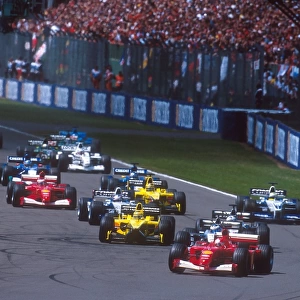 2001 British Grand Prix: Michael Schumacher leads Mika Hakkinen, David Coulthard, Jarno Trulli, Juan-Pablo Montoya, Ralf Schumacher, Rubens Barrichello