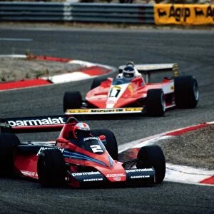 Brabham Alfa driver and Pole Position John Watson leads Carlos Reutemann