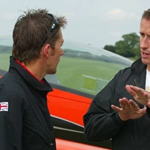World Superbike Championship: Troy Bayliss Ducati chats with a member of The Blades air display team
