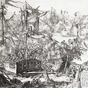 The Battle of Lepanto, October 7, 1571, when the fleet of the Holy League, a coalition of Catholic States, decisively defeated the fleet of the Ottoman Empire. After a late 17th century work