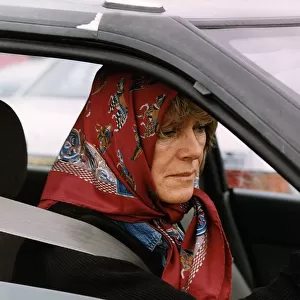 Camilla Parker Bowles sitting in her car, March 1993