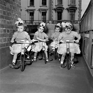 Children quads: the Cole quads seen here on their new bikes which were birthday presents