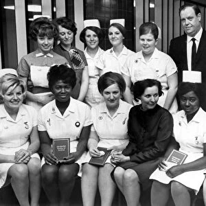 The matron of Walsgrave General Hospital, Miss Madden, with nurses who have collected