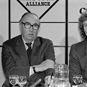 Roy Jenkins and Rosie Barnes at a SDP. Press conference for the Greenwich by-election