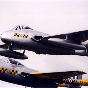 Two variants of the De Havilland Vampire in RAF colours. Circa: 01 / 08 / 1998
