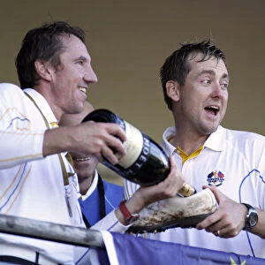 Ian Poulter Fills Shoe With Champagne