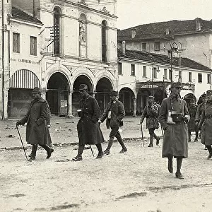Group of soldiers marching on the streets of Belluno