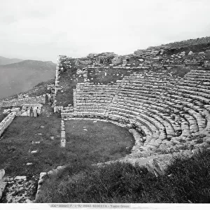 Remains of the Teatro in the archeological area of Segesta, Calatafini