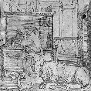 St. Jerome. Drawing by Albrecht Durer preserved in the Ambrosian Portrait Gallery, Milan