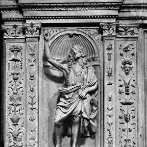 St. John the Baptist. Statue by Silvestro dell'Aquila, from the Mausoleum of San Bernardino in the Church of San Bernardino in L'Aquila, Abruzzo