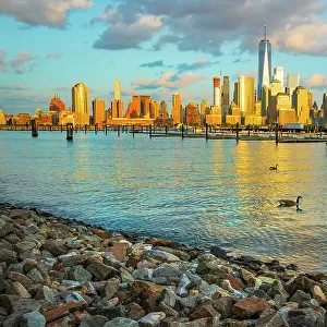 New York City, Lower Manhattan skyline seen from Jersey City, New Jersey