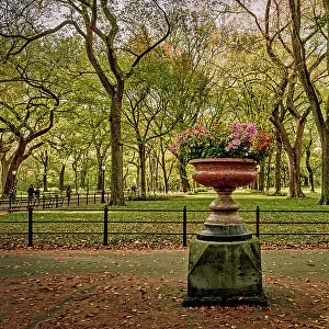 NY, NYC, Flower Urn at Central Park Mall