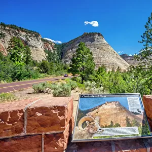 Utah, Springdale, Zion National Park, Checkerboard Mesa
