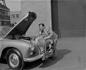 Classic Car Prints: 1955 Daimler Conquest Roadster, Hooper body with Norman Wisdom