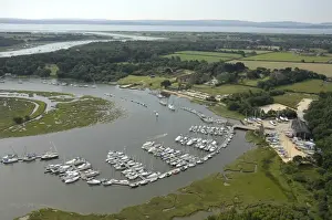 Beaulieu River Aerial view showing marina at Bucklers Hard