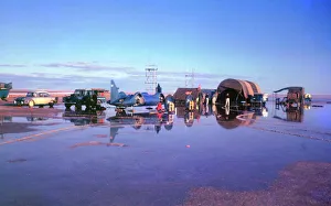 Bluebird camp flooded on Lake Eyre 1963