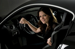 Female model with Alfa Romeo 8C Competizione