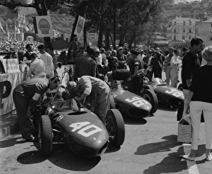 Formula One Prints: Ferrari 156 Sharknose in pits 1961 Monaco Grand Prix