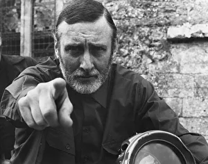 : Spike Milligan on motorcycle during visit to Beaulieu 1968