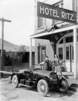 American Car Prints: Stutz Bearcat on movie set 1918