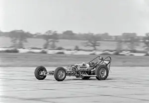 Sydney Allard driving unfrocked Allard Dragster at North Weald