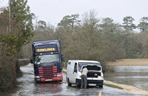 Van broken down in flooding at Beaulieu Van broken down in flooding at Beaulieu