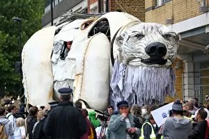 Greenpeace Save the Arctic Demonstration with Aurora the Giant Polar Bear in London