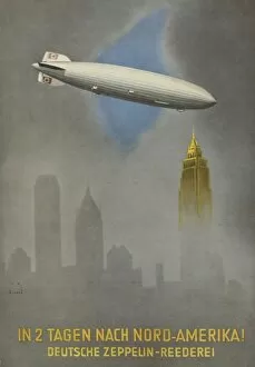 Advertisement for Zeppelin flights to America